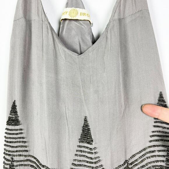 Ramy Brook grey silver silk beaded tank top Size XS flaws - Picture 7 of 10